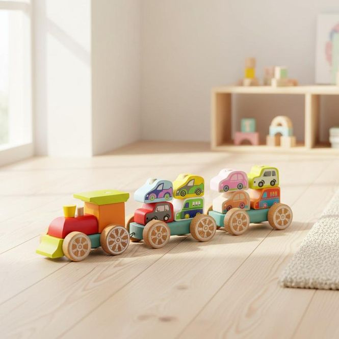 Hovedbilde Tog med Småbiler - Treleke | Cubika