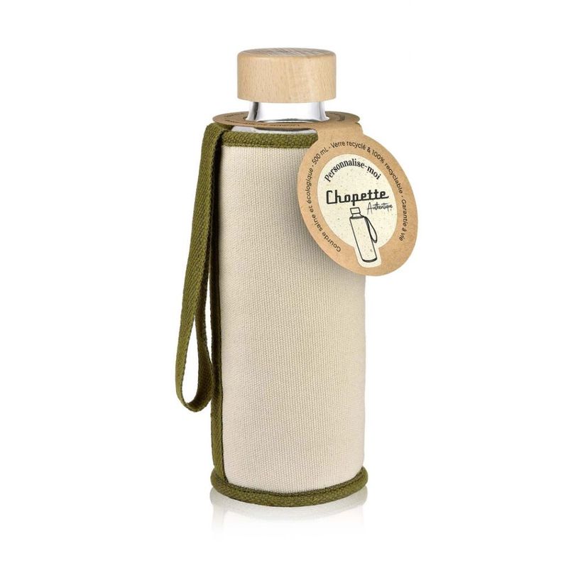 Isolert Vannflaske i Glass - Kaki (450 ml)