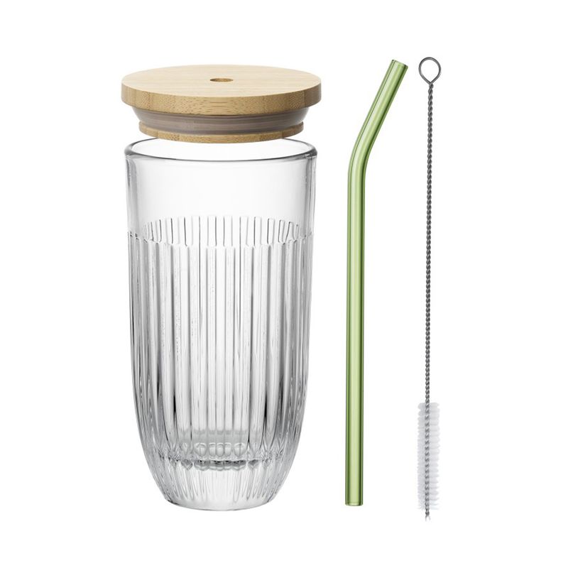 Matchaglass (2-pk) m/Lokk + Sugerør