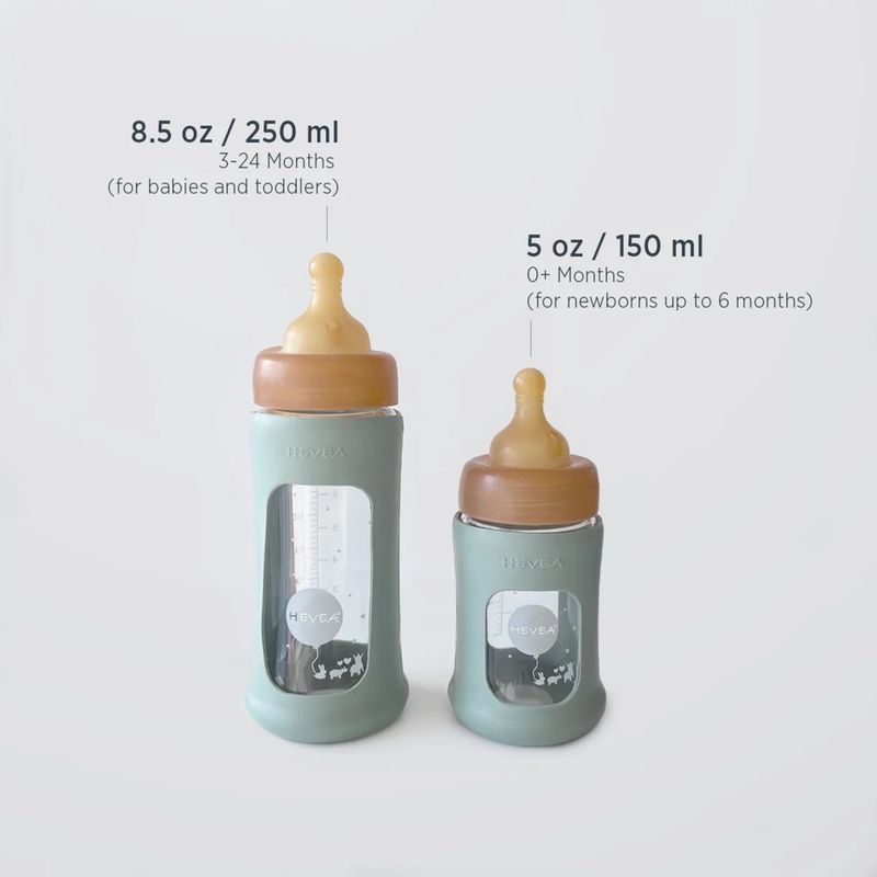 Tåteflaske 150 ml Hvit - Glass & Naturgummi | Hevea
