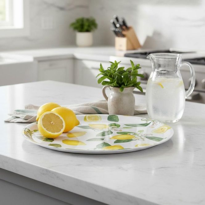 Hovedbilde Rundt serveringsbrett med sitroner - FSC-sertifisert bjørk